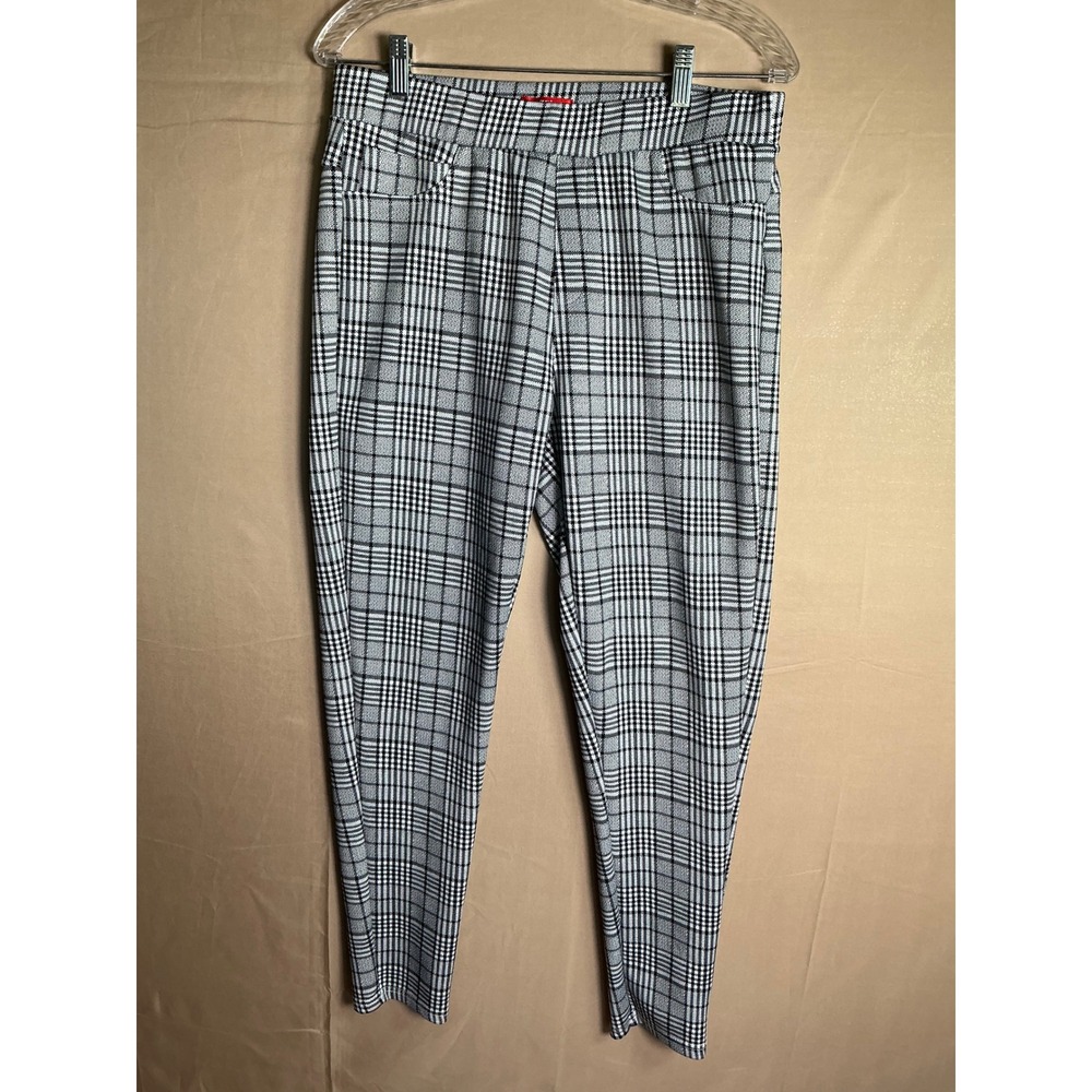 Maze Collection‎ Womens Black White Glen Plaid Pull On Stretch Leggings Size L